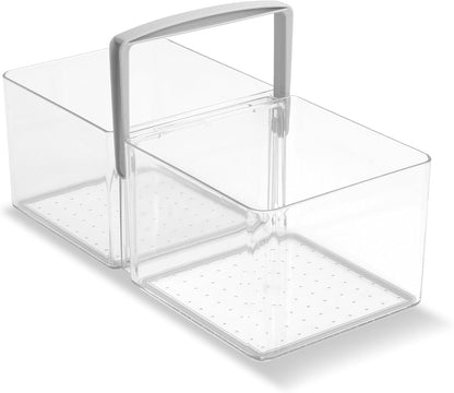 Premium Large Fridge Bin, Organizer for Produce, Cheeses, Meats & Deli Items, Dry-Erase Label Area, Multi-Purpose Fridge Storage, Soft Grip Handles, Clear