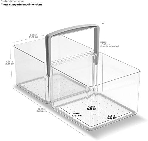 Premium Large Fridge Bin, Organizer for Produce, Cheeses, Meats & Deli Items, Dry-Erase Label Area, Multi-Purpose Fridge Storage, Soft Grip Handles, Clear