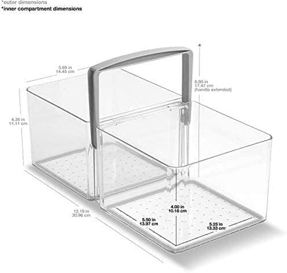 Premium Large Fridge Bin, Organizer for Produce, Cheeses, Meats & Deli Items, Dry-Erase Label Area, Multi-Purpose Fridge Storage, Soft Grip Handles, Clear