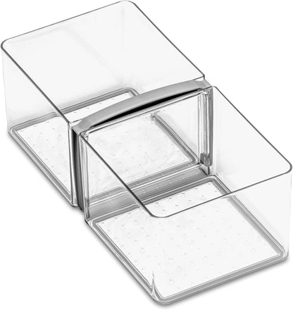 Premium Large Fridge Bin, Organizer for Produce, Cheeses, Meats & Deli Items, Dry-Erase Label Area, Multi-Purpose Fridge Storage, Soft Grip Handles, Clear