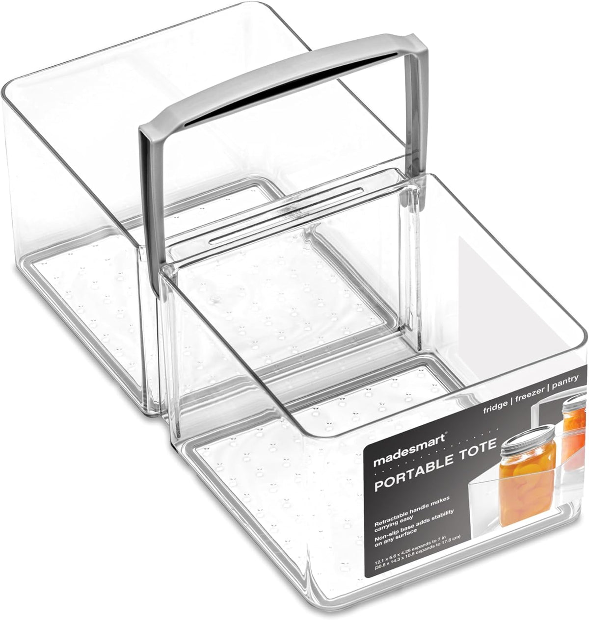 Premium Large Fridge Bin, Organizer for Produce, Cheeses, Meats & Deli Items, Dry-Erase Label Area, Multi-Purpose Fridge Storage, Soft Grip Handles, Clear