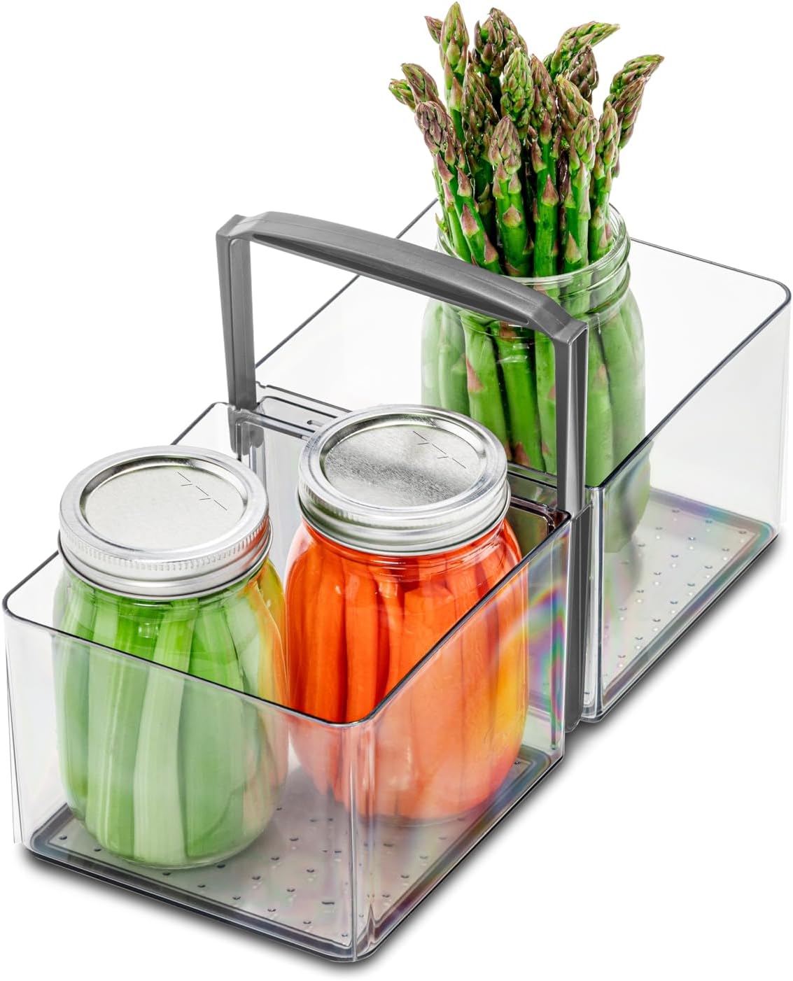 Premium Large Fridge Bin, Organizer for Produce, Cheeses, Meats & Deli Items, Dry-Erase Label Area, Multi-Purpose Fridge Storage, Soft Grip Handles, Clear