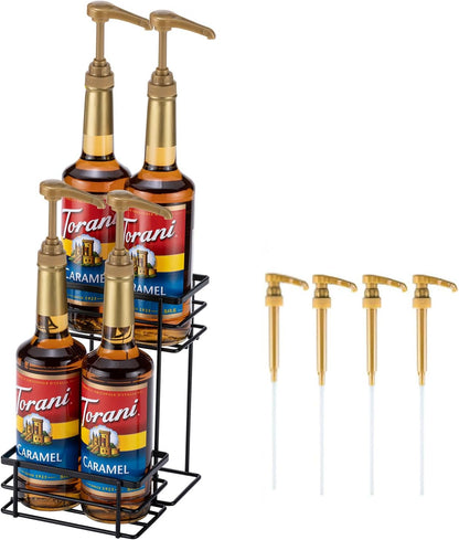 Coffee Syrup Organizer, 4 Bottle Syrup Rack Stand, 2 Tier