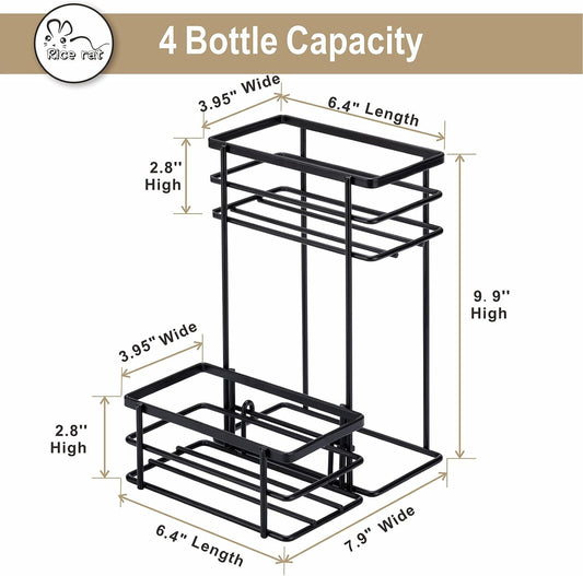 Coffee Syrup Organizer, 4 Bottle Syrup Rack Stand, 2 Tier