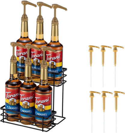 Coffee Syrup Organizer, 4 Bottle Syrup Rack Stand, 2 Tier