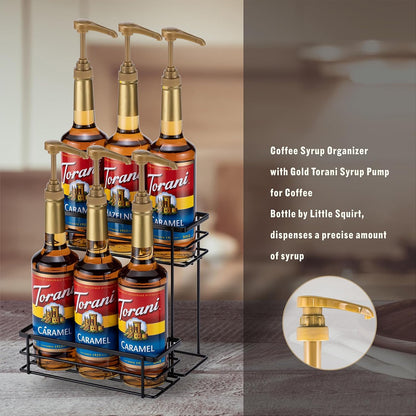 Coffee Syrup Organizer, 4 Bottle Syrup Rack Stand, 2 Tier