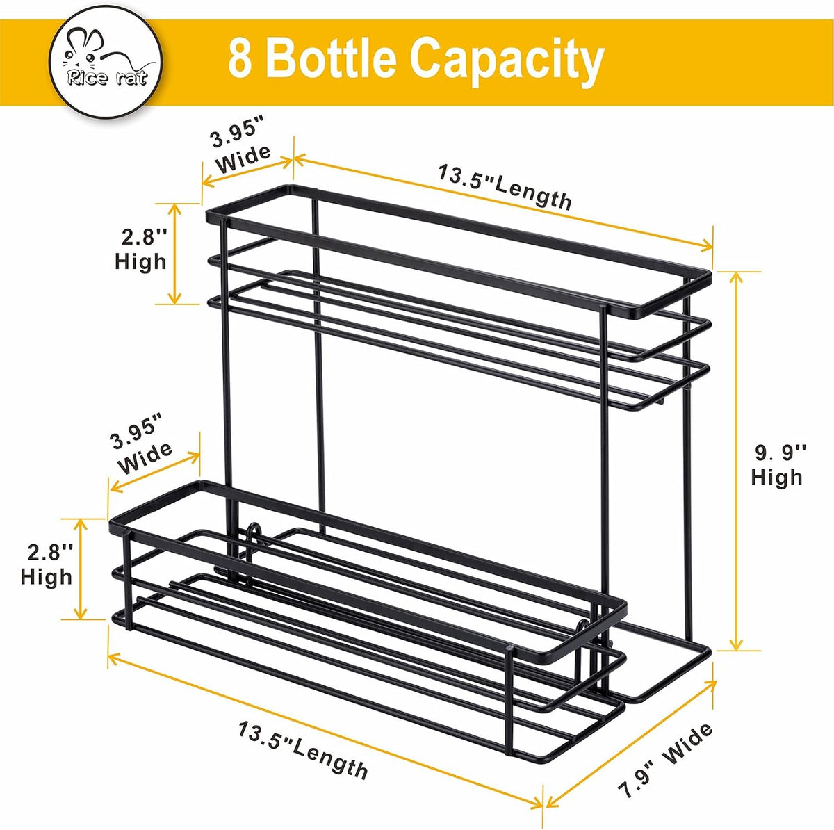 Coffee Syrup Organizer, 4 Bottle Syrup Rack Stand, 2 Tier