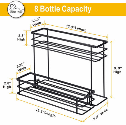 Coffee Syrup Organizer, 4 Bottle Syrup Rack Stand, 2 Tier