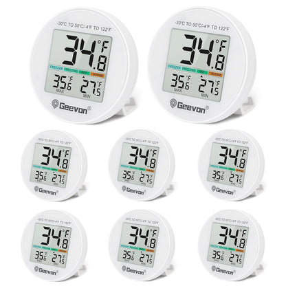 Small Digital Refrigerator Thermometer 2 Pack, IP65 Waterproof Commercial and Home Use, Max/Min Record Function with LCD Screen, Stand and Magnetic Back, for Fridge, Freezer Scenarios
