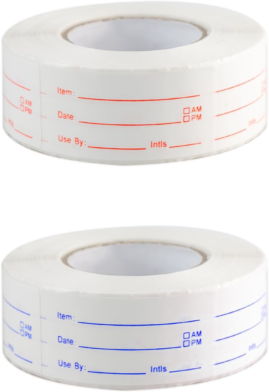 1000 PCS Food Date Labels - 2 Rolls of Write-On Stickers for Kitchen and Restaurant, Ideal for Freezer and Expiration Date Marking