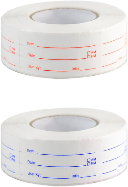 1000 PCS Food Date Labels - 2 Rolls of Write-On Stickers for Kitchen and Restaurant, Ideal for Freezer and Expiration Date Marking