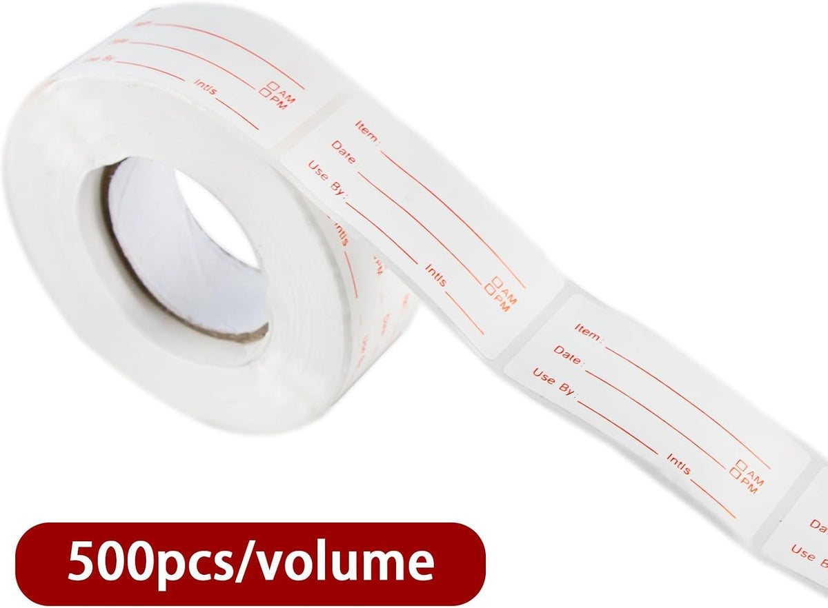 1000 PCS Food Date Labels - 2 Rolls of Write-On Stickers for Kitchen and Restaurant, Ideal for Freezer and Expiration Date Marking