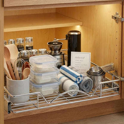 Pull Out Cabinet Organizer, 14”W x 21”D Cabinet Drawer | Heavy-Duty Caddy, Lifetime Limited Warranty, Steel Metal Cabinet Drawers, Chrome, Requires At Least 15-1/4” Cabinet Opening