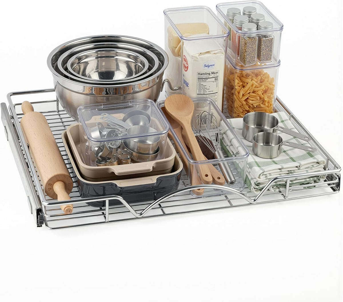 Pull Out Cabinet Organizer, 14”W x 21”D Cabinet Drawer | Heavy-Duty Caddy, Lifetime Limited Warranty, Steel Metal Cabinet Drawers, Chrome, Requires At Least 15-1/4” Cabinet Opening