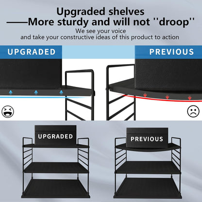 Upgraded Cabinet Organizers and Storage -Divided Compartment Holder for Plastic Bag, Wrap, Foil, Snack and Box for Kitchen and Pantry Organization and Storage, Kitchen Organization(Black)