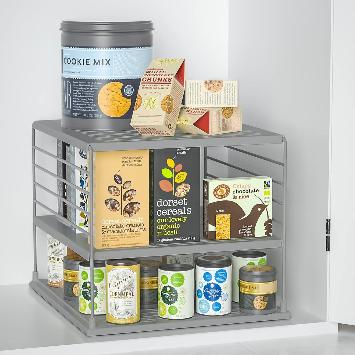 Upgraded Cabinet Organizers and Storage -Divided Compartment Holder for Plastic Bag, Wrap, Foil, Snack and Box for Kitchen and Pantry Organization and Storage, Kitchen Organization(Black)