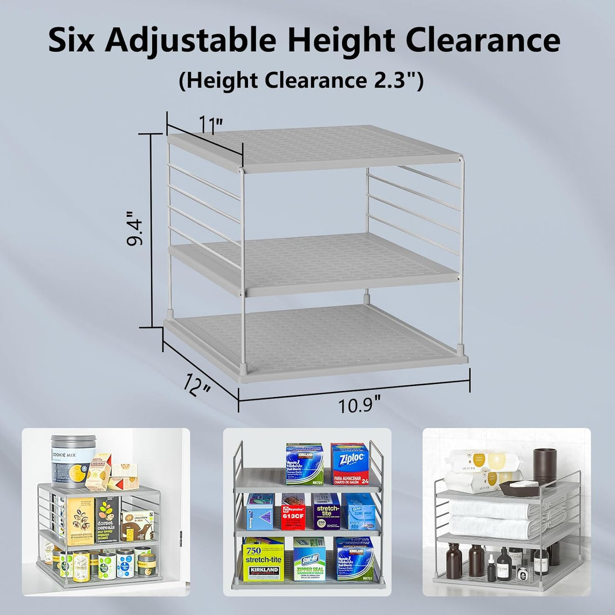 Upgraded Cabinet Organizers and Storage -Divided Compartment Holder for Plastic Bag, Wrap, Foil, Snack and Box for Kitchen and Pantry Organization and Storage, Kitchen Organization(Black)