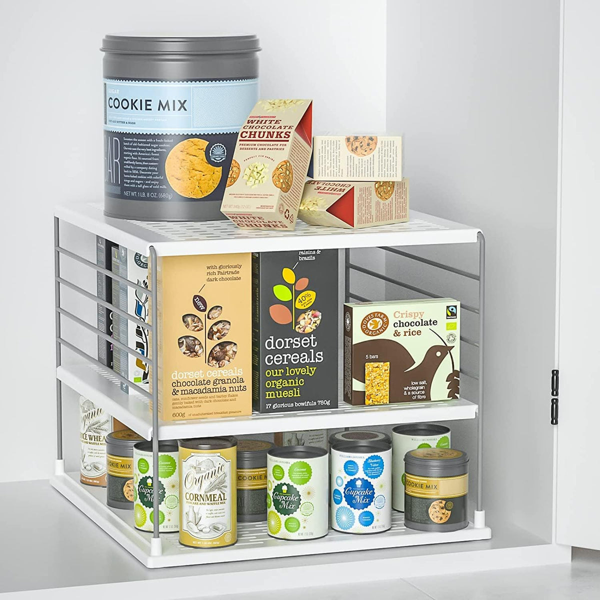 Upgraded Cabinet Organizers and Storage -Divided Compartment Holder for Plastic Bag, Wrap, Foil, Snack and Box for Kitchen and Pantry Organization and Storage, Kitchen Organization(Black)