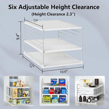 Upgraded Cabinet Organizers and Storage -Divided Compartment Holder for Plastic Bag, Wrap, Foil, Snack and Box for Kitchen and Pantry Organization and Storage, Kitchen Organization(Black)