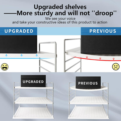 Upgraded Cabinet Organizers and Storage -Divided Compartment Holder for Plastic Bag, Wrap, Foil, Snack and Box for Kitchen and Pantry Organization and Storage, Kitchen Organization(Black)