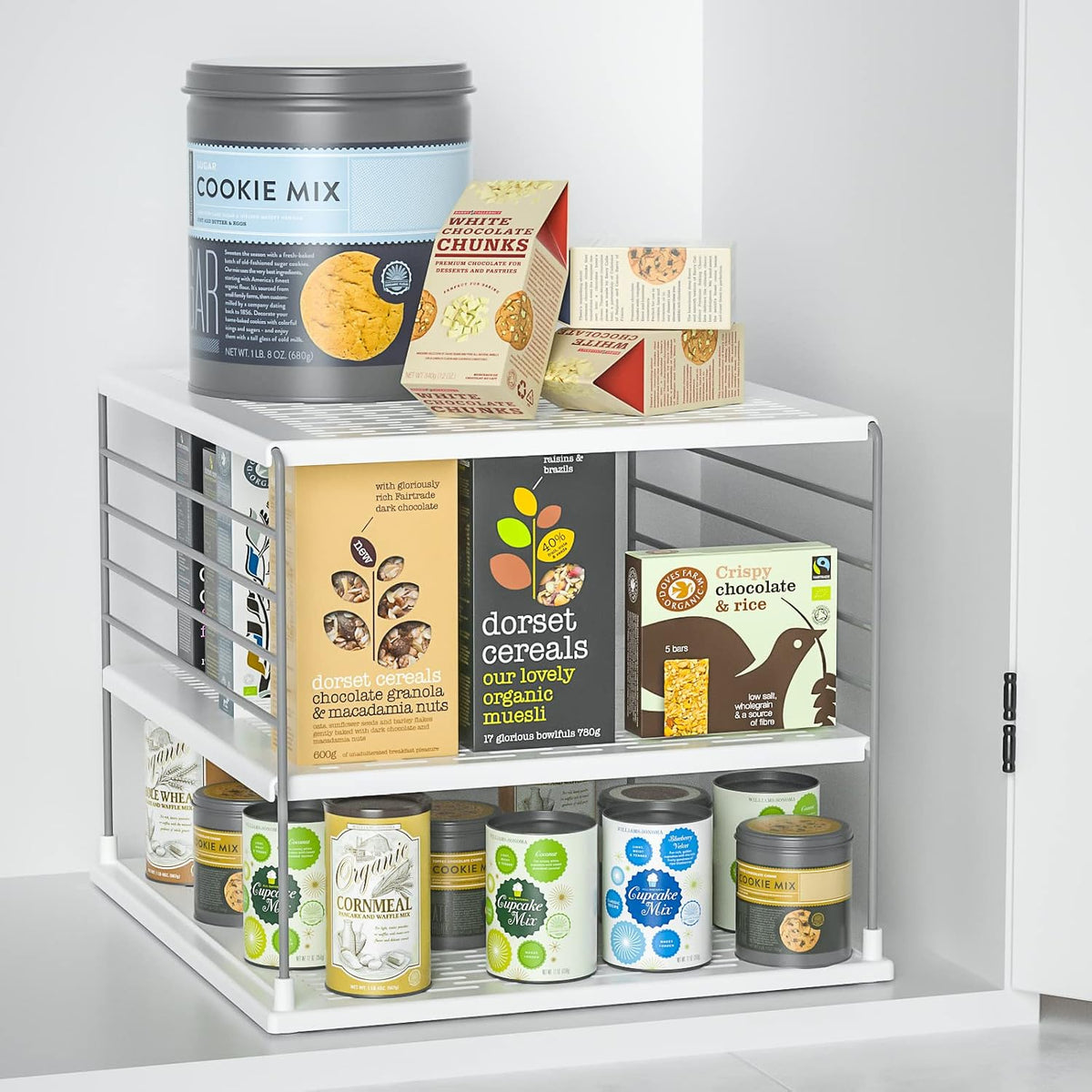 Upgraded Cabinet Organizers and Storage -Divided Compartment Holder for Plastic Bag, Wrap, Foil, Snack and Box for Kitchen and Pantry Organization and Storage, Kitchen Organization(Black)