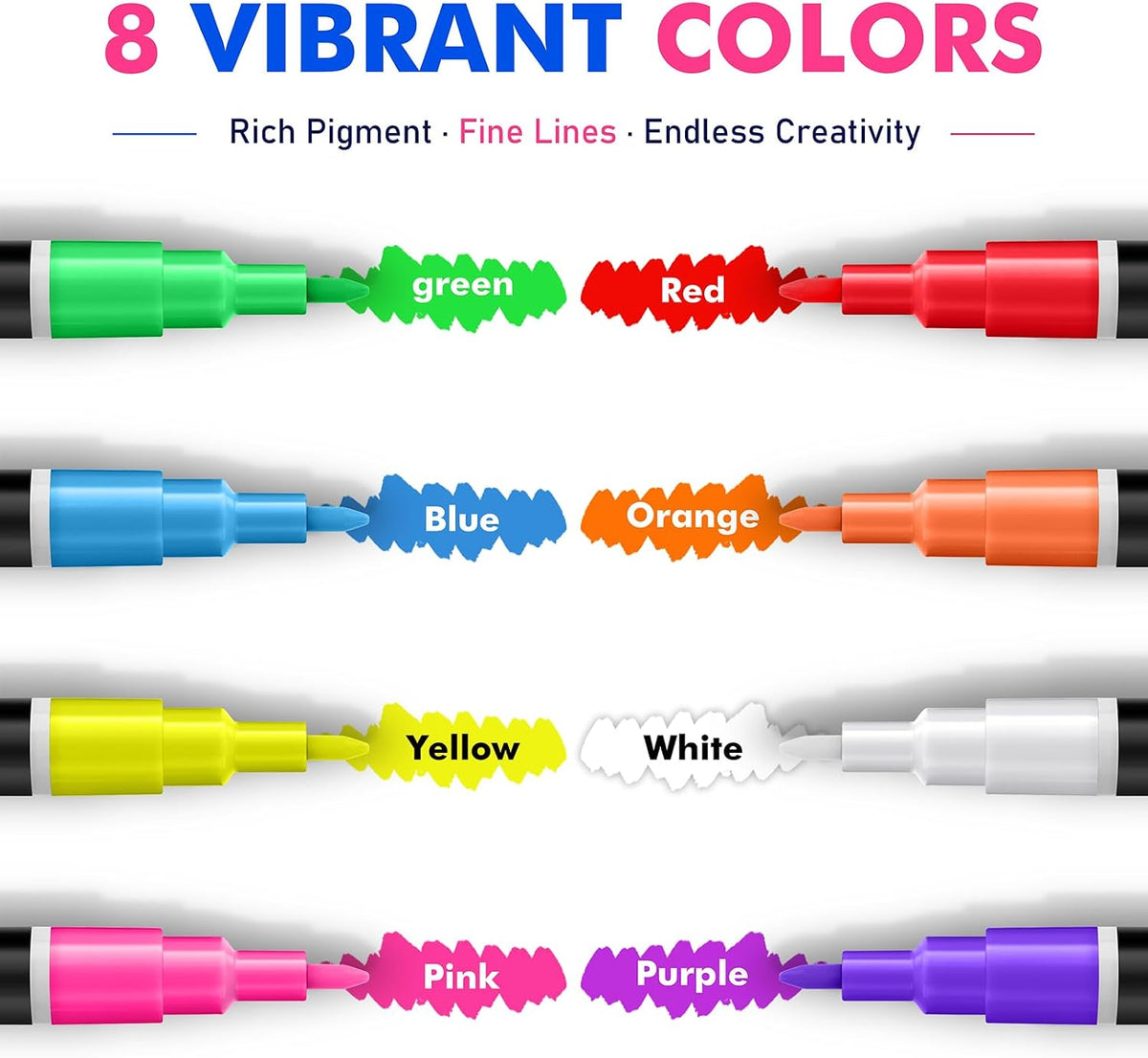 Fine Tip Chalk Markers, Liquid Chalk Pens-8 Pack, 1mm Point