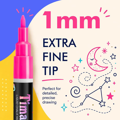 Fine Tip Chalk Markers, Liquid Chalk Pens-8 Pack, 1mm Point