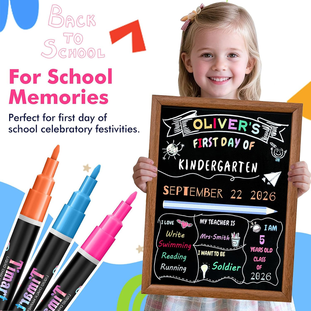 Fine Tip Chalk Markers, Liquid Chalk Pens-8 Pack, 1mm Point