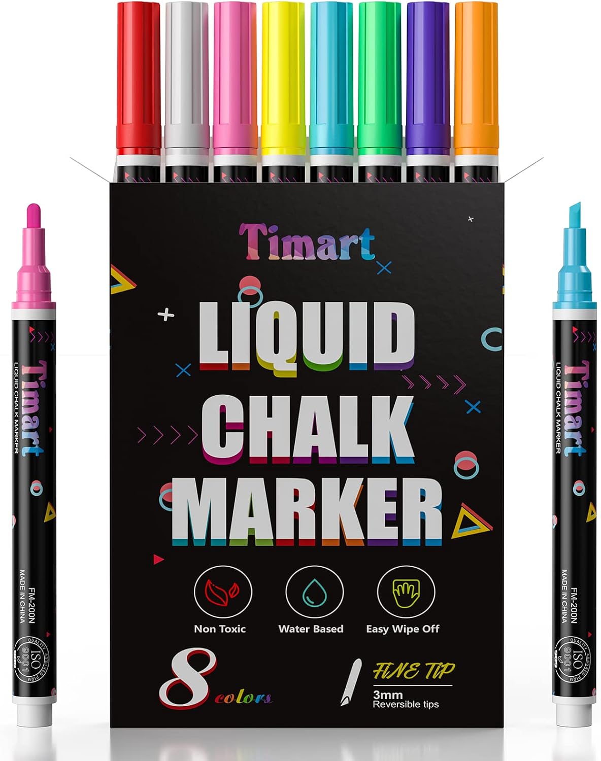 Fine Tip Chalk Markers, Liquid Chalk Pens-8 Pack, 1mm Point