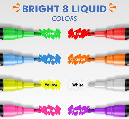 Fine Tip Chalk Markers, Liquid Chalk Pens-8 Pack, 1mm Point