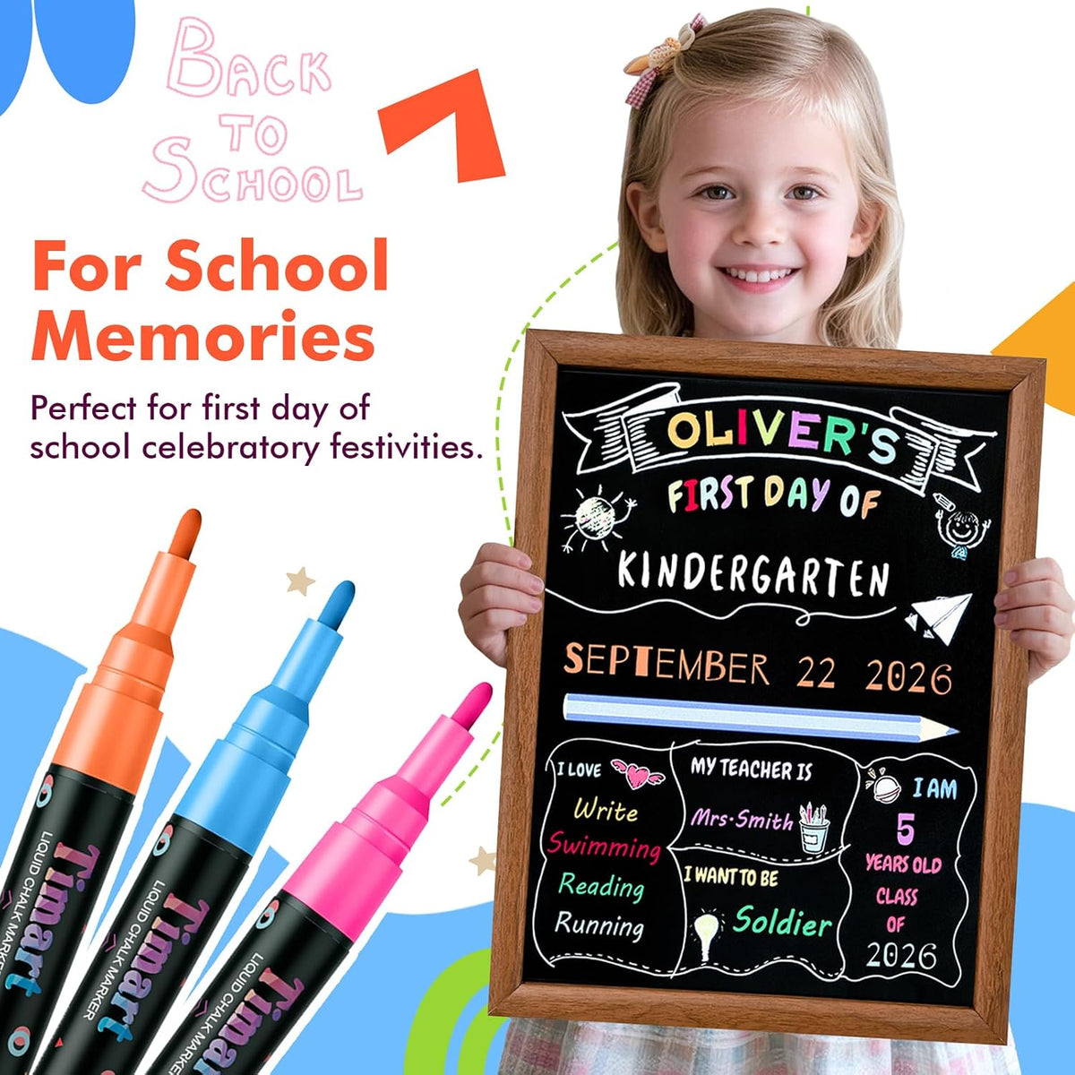 Fine Tip Chalk Markers, Liquid Chalk Pens-8 Pack, 1mm Point