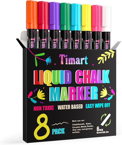 Fine Tip Chalk Markers, Liquid Chalk Pens-8 Pack, 1mm Point