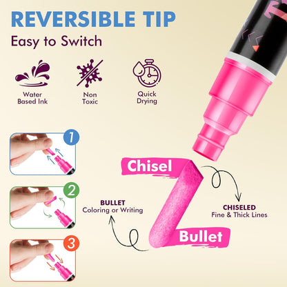 Fine Tip Chalk Markers, Liquid Chalk Pens-8 Pack, 1mm Point