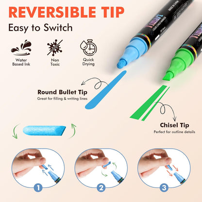 Fine Tip Chalk Markers, Liquid Chalk Pens-8 Pack, 1mm Point
