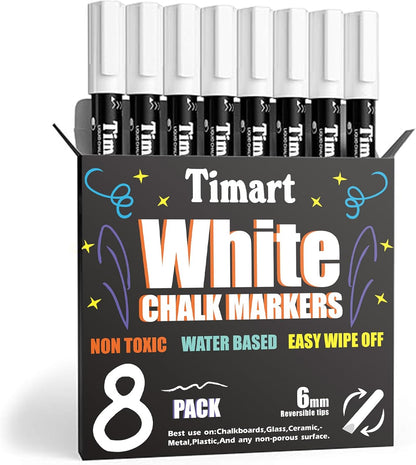 Fine Tip Chalk Markers, Liquid Chalk Pens-8 Pack, 1mm Point