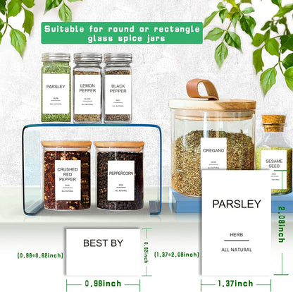 12 Pcs Glass Spice Jars with Bamboo Airtight Lids and 191 Labels - 8.5oz Small Food Storage Containers for Kitchen, Seasoning, Coffee, Herb - Spoon and Marker Included