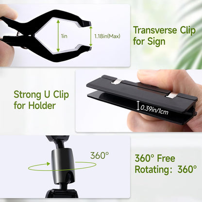Sign Clips for Display, 26 Pack Plastic Sign Holder Clips for Retail, Double Sided Swivel Price Label Holder Clips, Rotatable Merchandising Pop Clips for Home Office Retail Store Display, Black