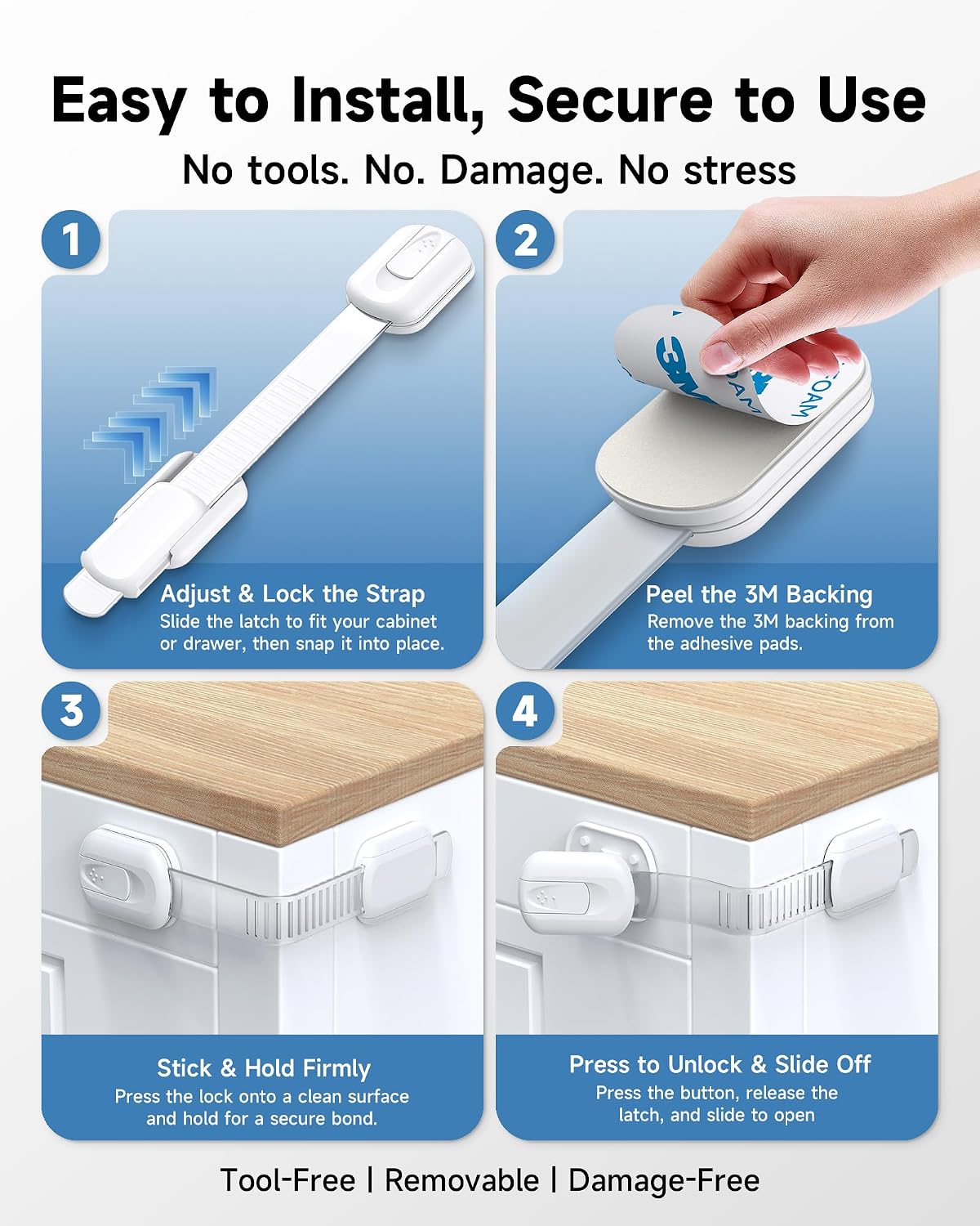 Infinno Cabinet Locks for Baby Proofing, Child Safety Latches, 12 Pack