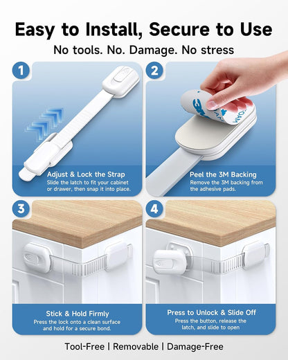 Infinno Cabinet Locks for Baby Proofing, Child Safety Latches, 12 Pack