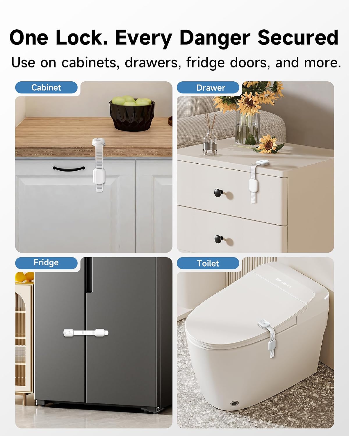 Infinno Cabinet Locks for Baby Proofing, Child Safety Latches, 12 Pack