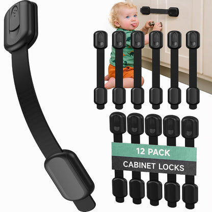 Infinno Cabinet Locks for Baby Proofing, Child Safety Latches, 12 Pack