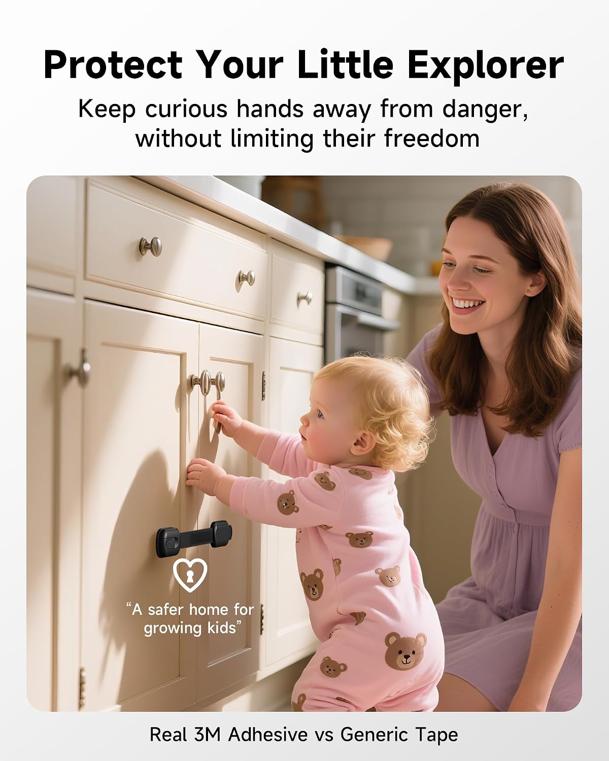 Infinno Cabinet Locks for Baby Proofing, Child Safety Latches, 12 Pack
