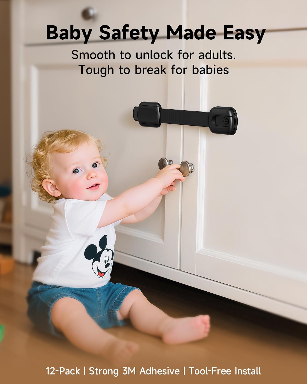 Infinno Cabinet Locks for Baby Proofing, Child Safety Latches, 12 Pack