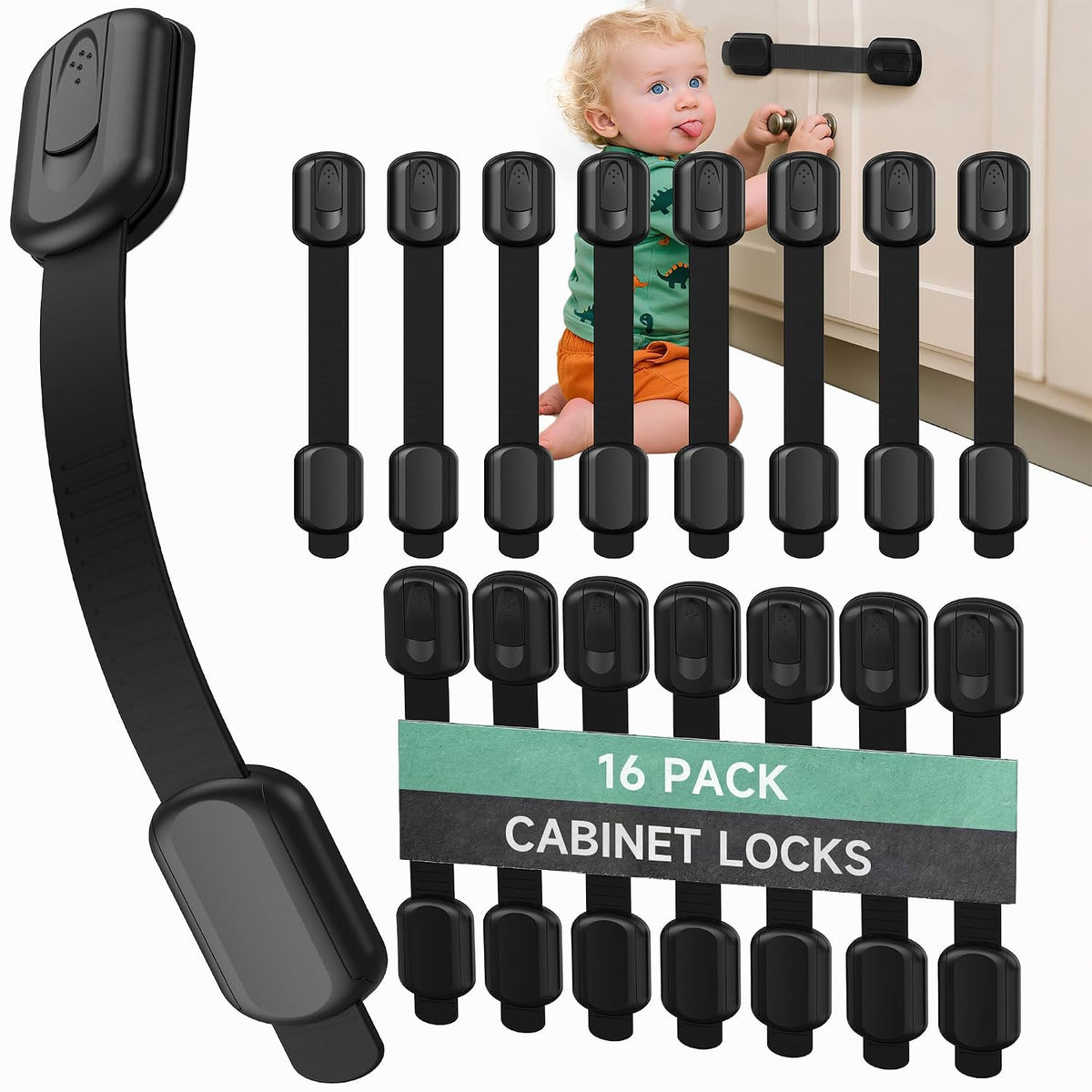 Infinno Cabinet Locks for Baby Proofing, Child Safety Latches, 12 Pack