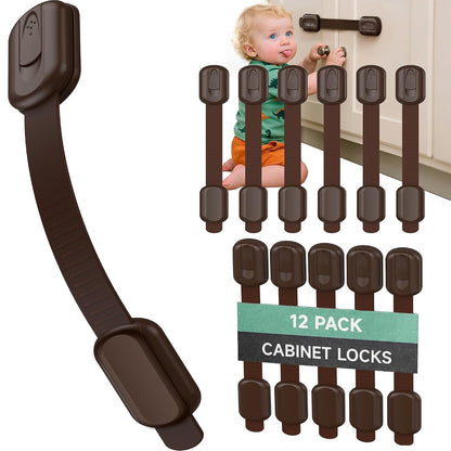 Infinno Cabinet Locks for Baby Proofing, Child Safety Latches, 12 Pack