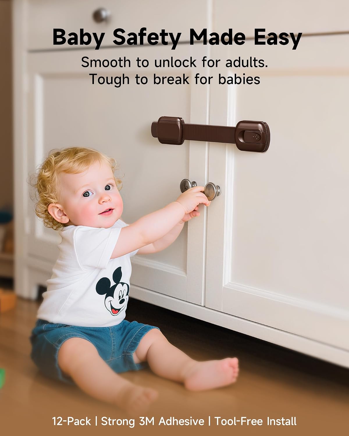 Infinno Cabinet Locks for Baby Proofing, Child Safety Latches, 12 Pack