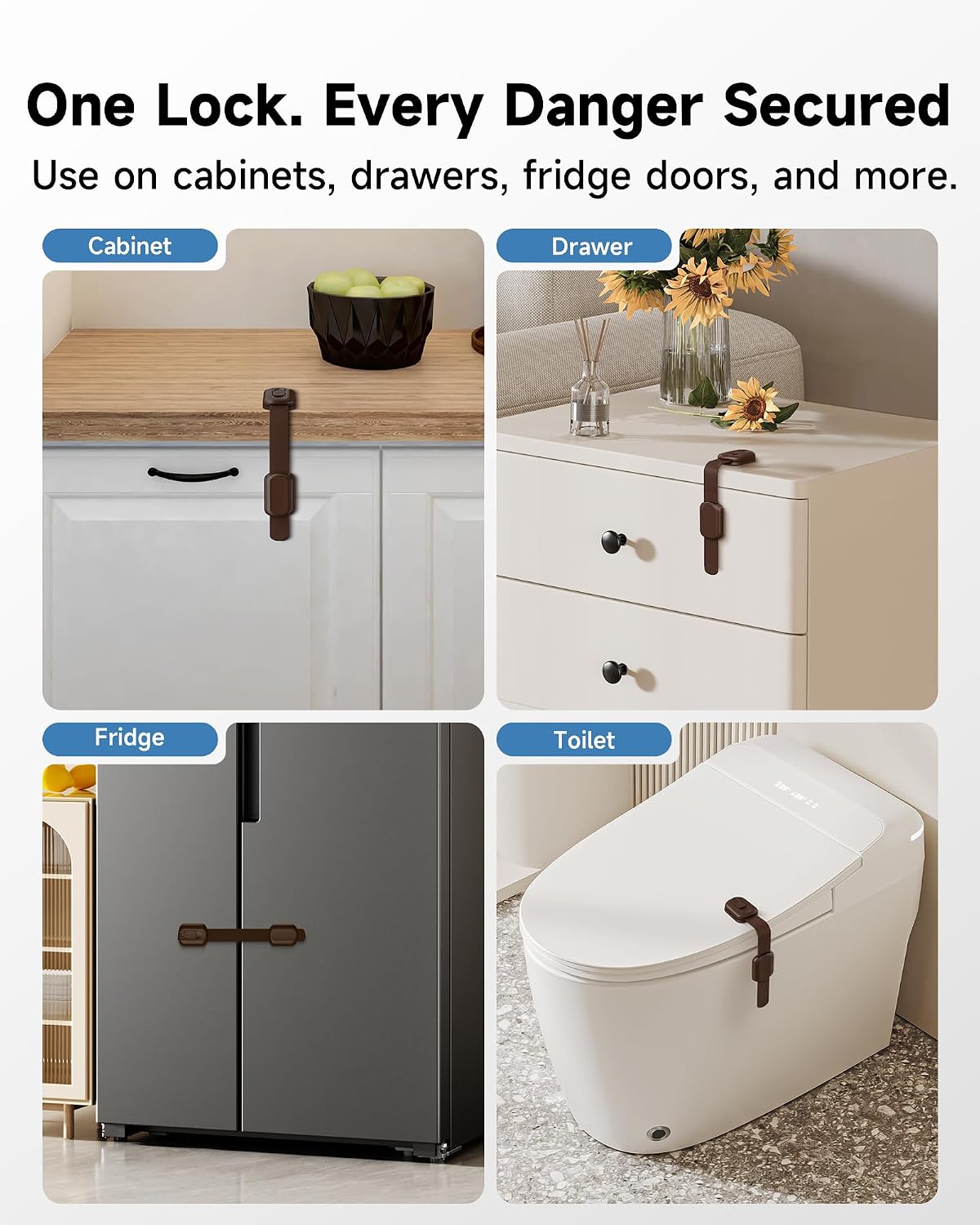 Infinno Cabinet Locks for Baby Proofing, Child Safety Latches, 12 Pack