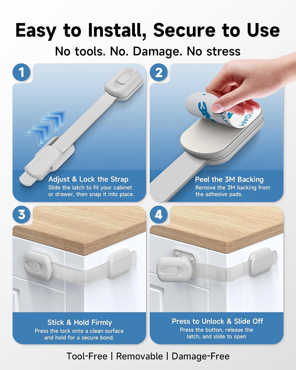 Infinno Cabinet Locks for Baby Proofing, Child Safety Latches, 12 Pack
