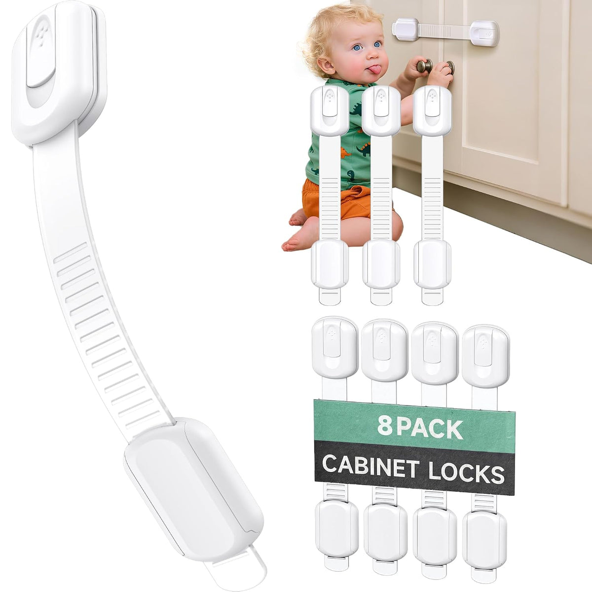 Infinno Cabinet Locks for Baby Proofing, Child Safety Latches, 12 Pack