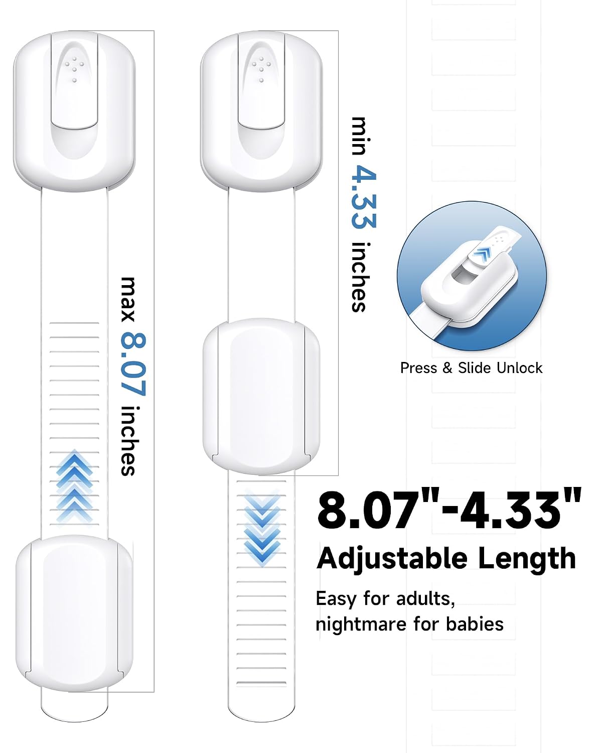 Infinno Cabinet Locks for Baby Proofing, Child Safety Latches, 12 Pack